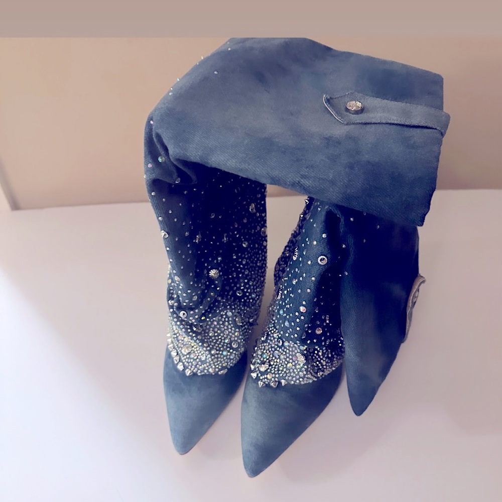 New Women Size 10 Denim Calf Boots